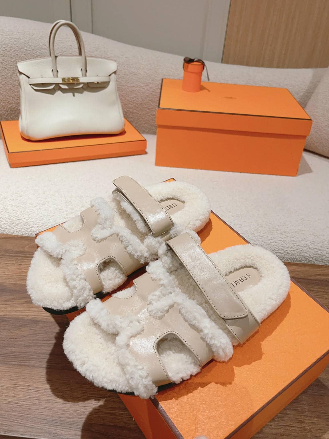 Hermès fur slippers-32